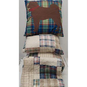 Greenland Home Oxford 100% Cotton Quilt 5-Piece King Quilt Set, Plaid, New/OPEN